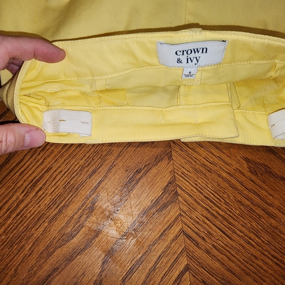 Girls shorts, Crown & Ivy, yellow, scalloped hem, adjustable waist, NWT 8 - Picture 5 of 9